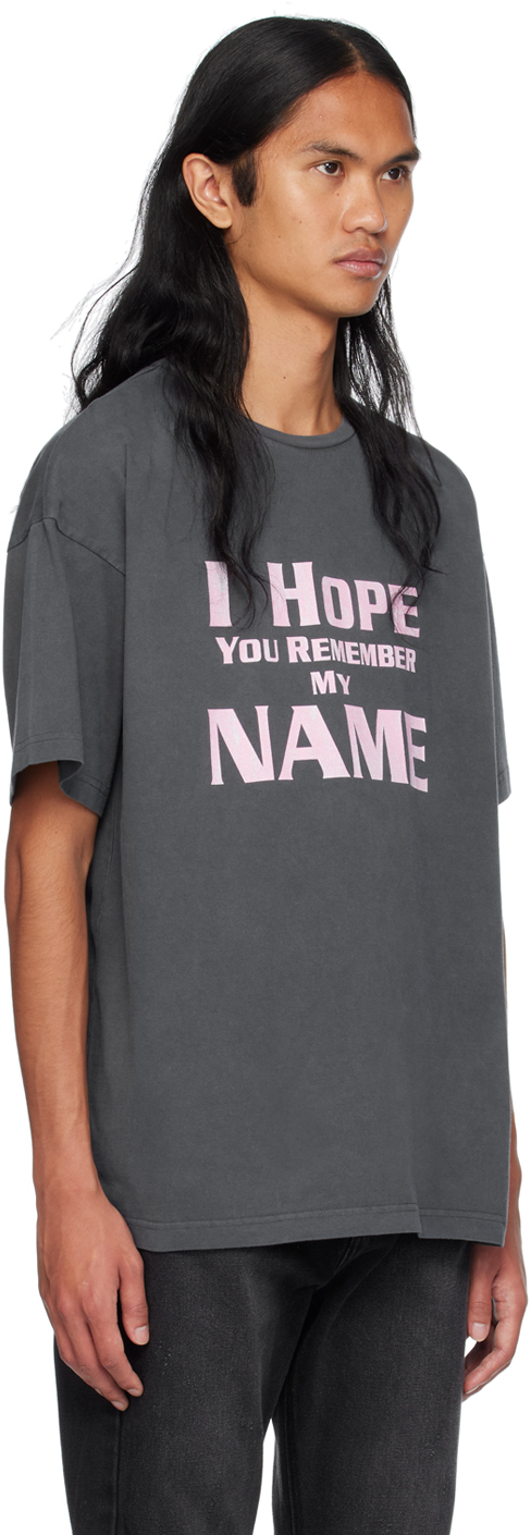We11 Done Gray Lettering T-shirt In Charcoal