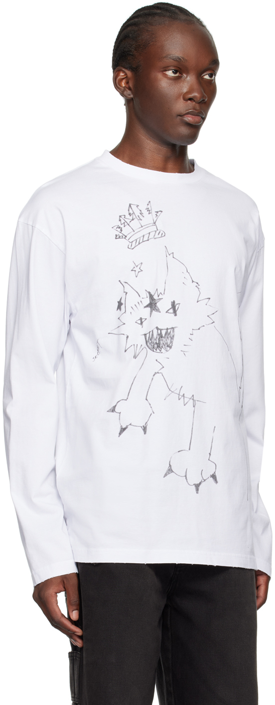 We11 Done Monster Long-sleeved T-shirt In White