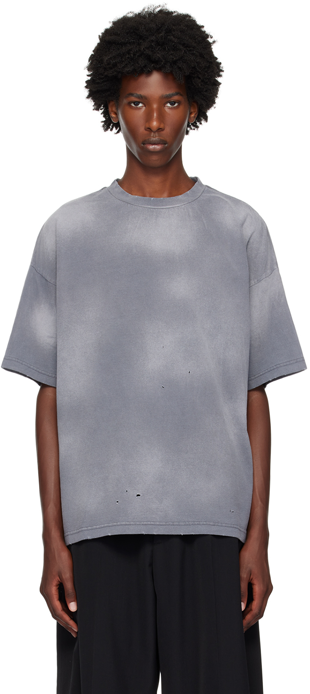 Shop We11 Done Gray Dyed T-shirt In Charcoal