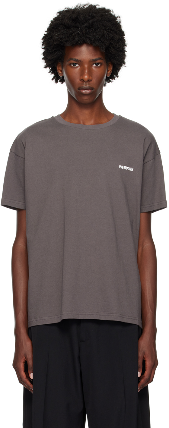 Shop We11 Done Gray Printed T-shirt In Charcoal