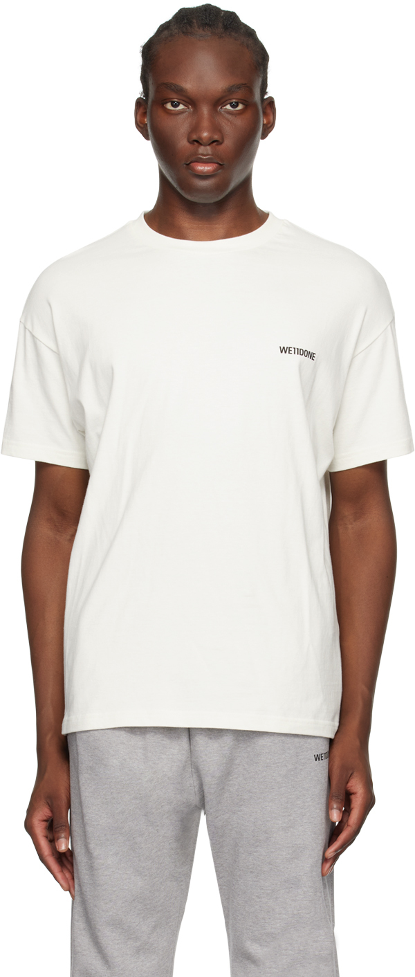 Shop We11 Done White Patch T-shirt In Ivory