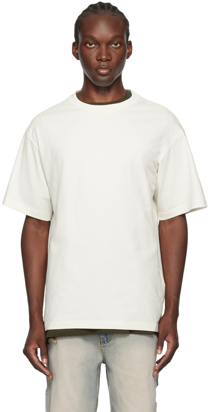 Shop We11 Done Off-white Pearl Bear T-shirt In Ivory