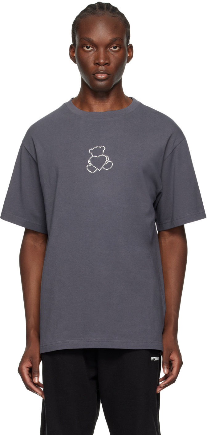 Shop We11 Done Gray Pearl Bear T-shirt In Charcoal