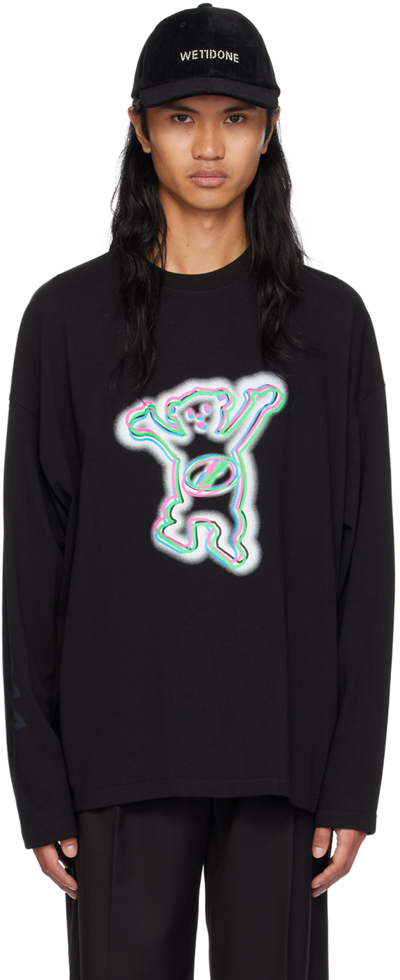 Black Colorful Teddy Print Long Sleeve T-Shirt by We11done