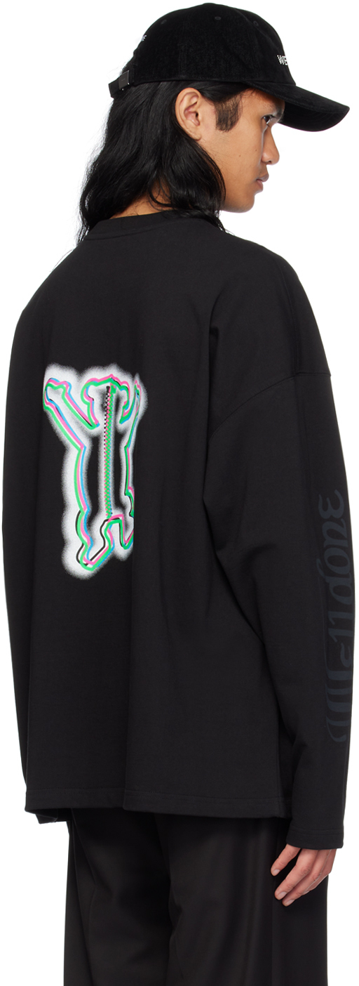 We11 Done Black Colorful Teddy Print Long Sleeve T-shirt In Black