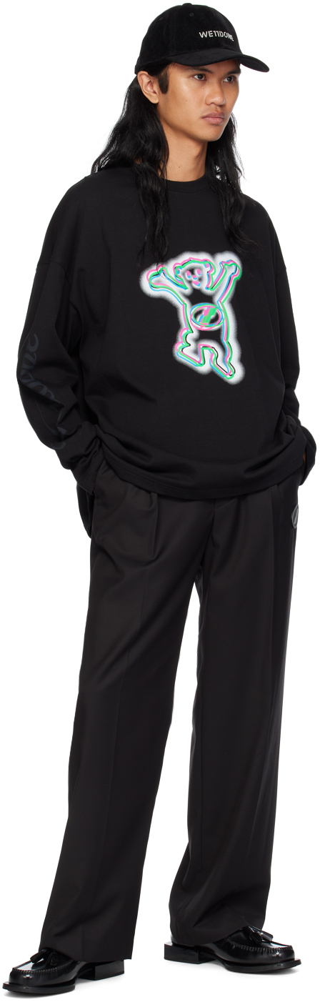 We11 Done Black Colorful Teddy Print Long Sleeve T-shirt In Black