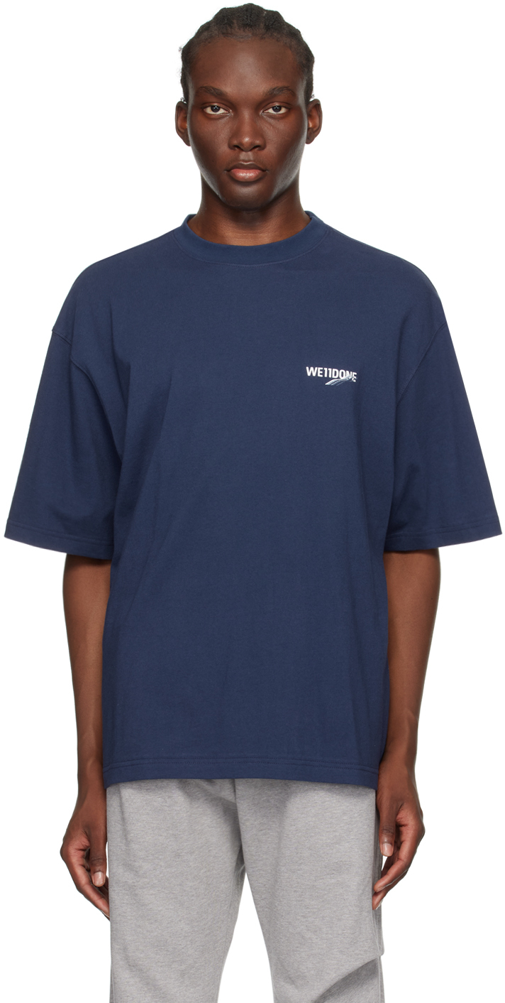 Shop We11 Done Navy Wave T-shirt