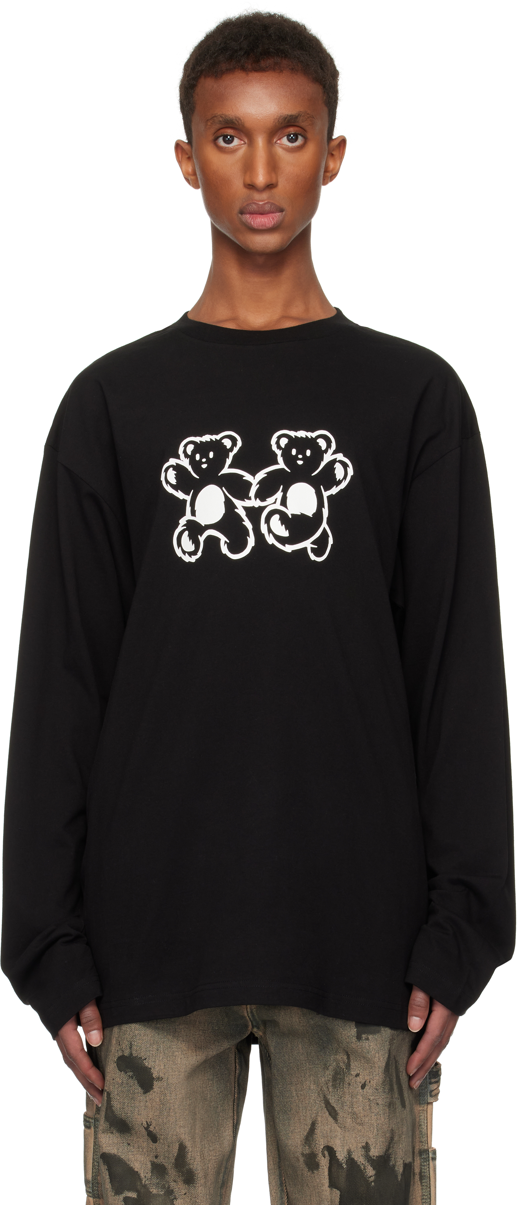 Black Teddy Twins T-shirt by We11done on Sale