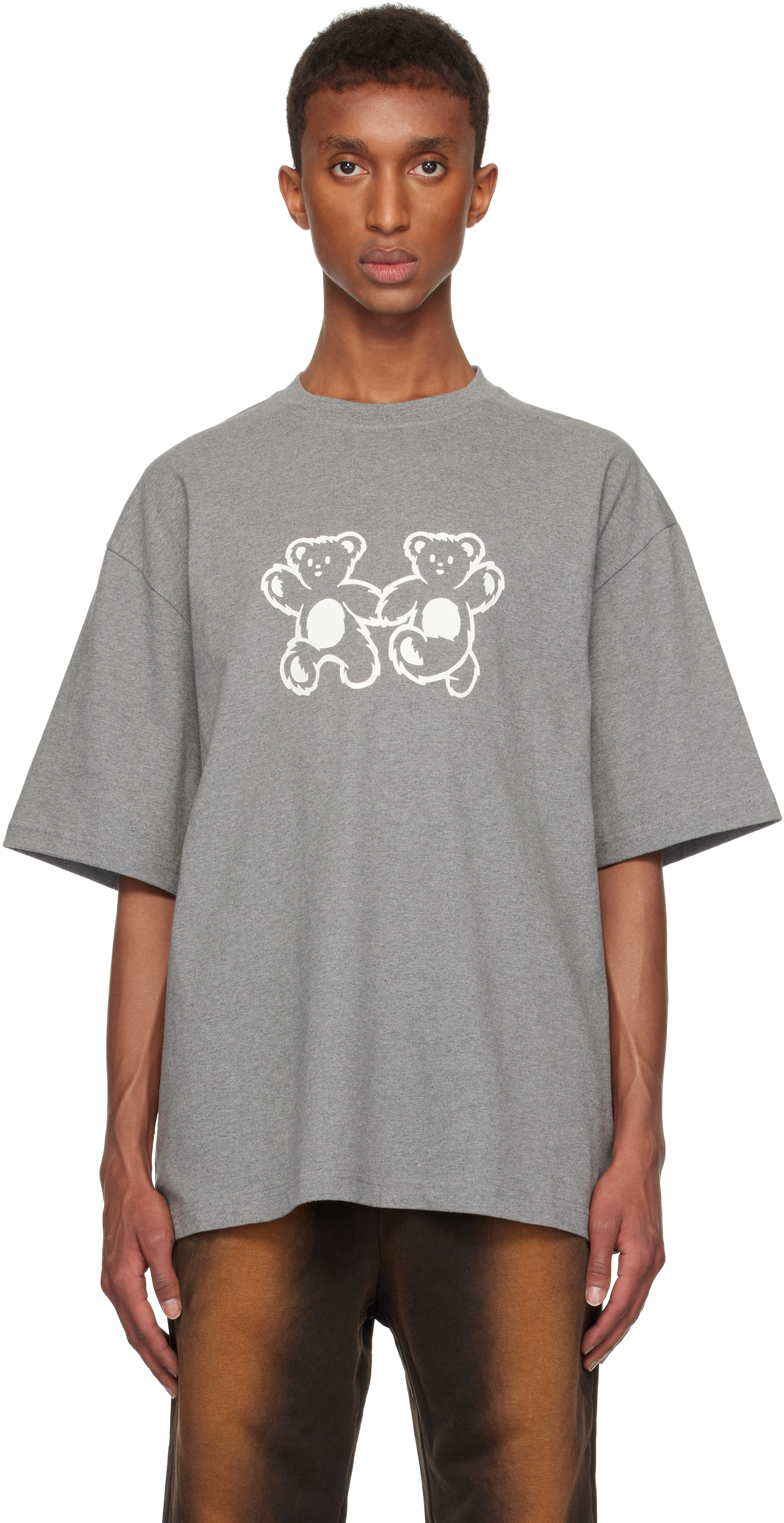 Shop We11 Done Gray Teddy Twins T-shirt In M/grey