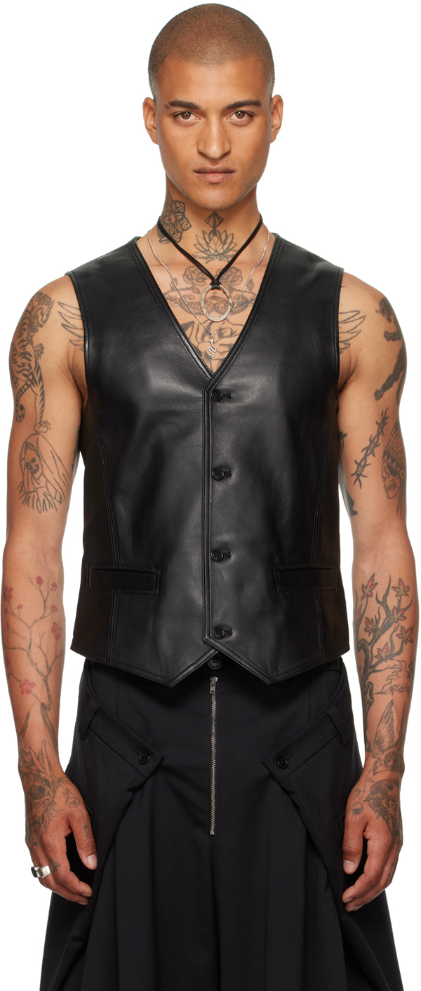 LU'U DAN: Black Tailored Leather Vest | SSENSE