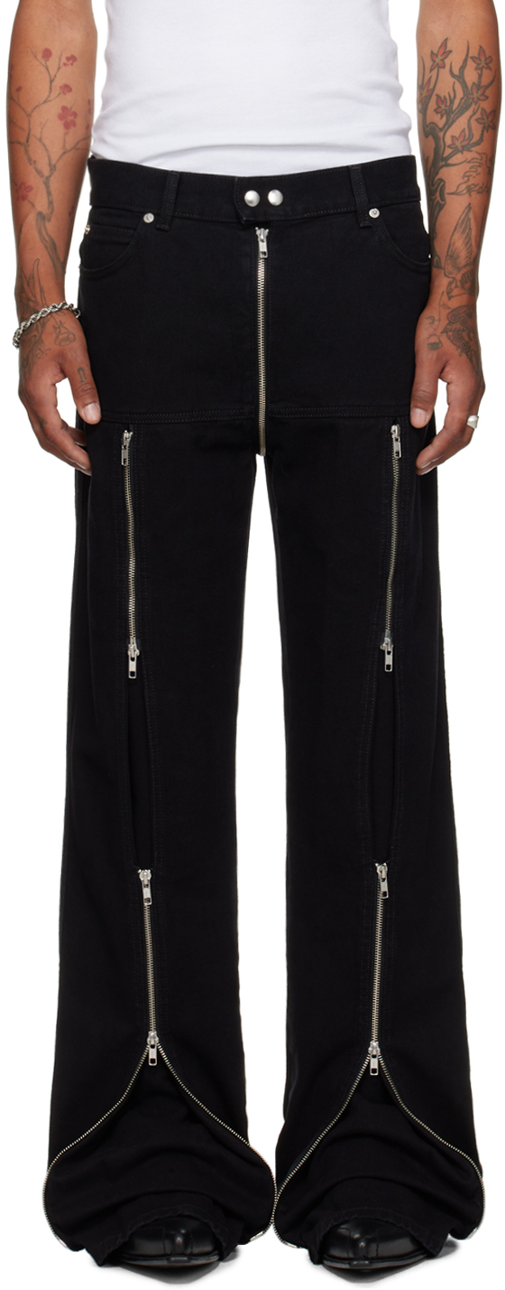 Shop Lu'u Dan Black Zipped Riot Jeans In Black Rinse