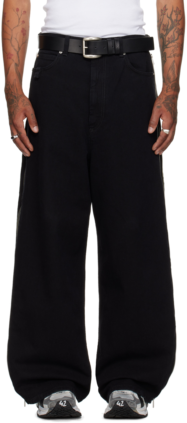 Shop Lu'u Dan Black Side Zip Jeans In Black Rinse