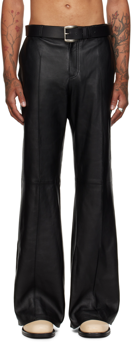 Black Bells Bell Bottom Leather Pants