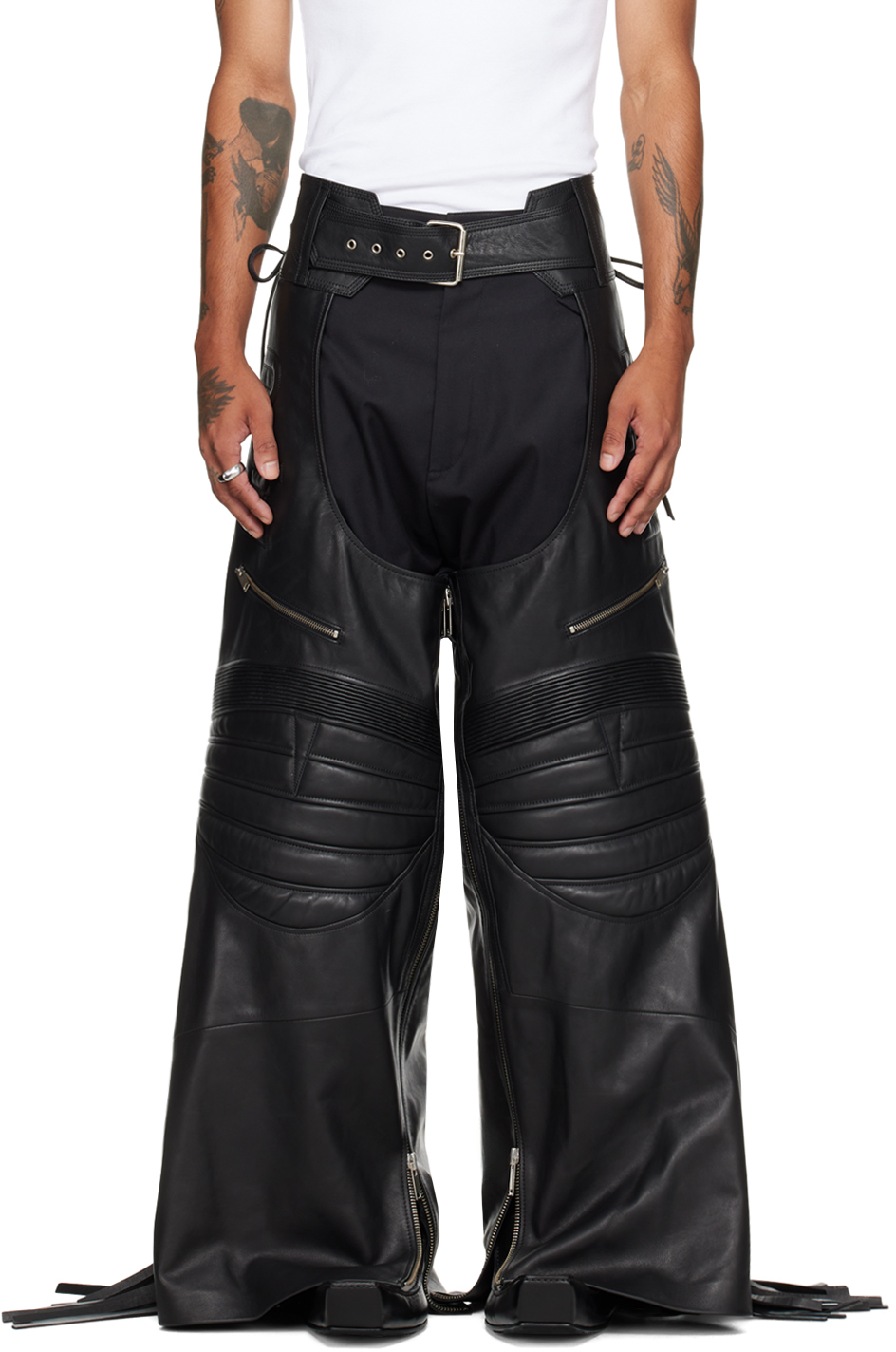 Shop Lu'u Dan Black Hell-fire Leather Chaps