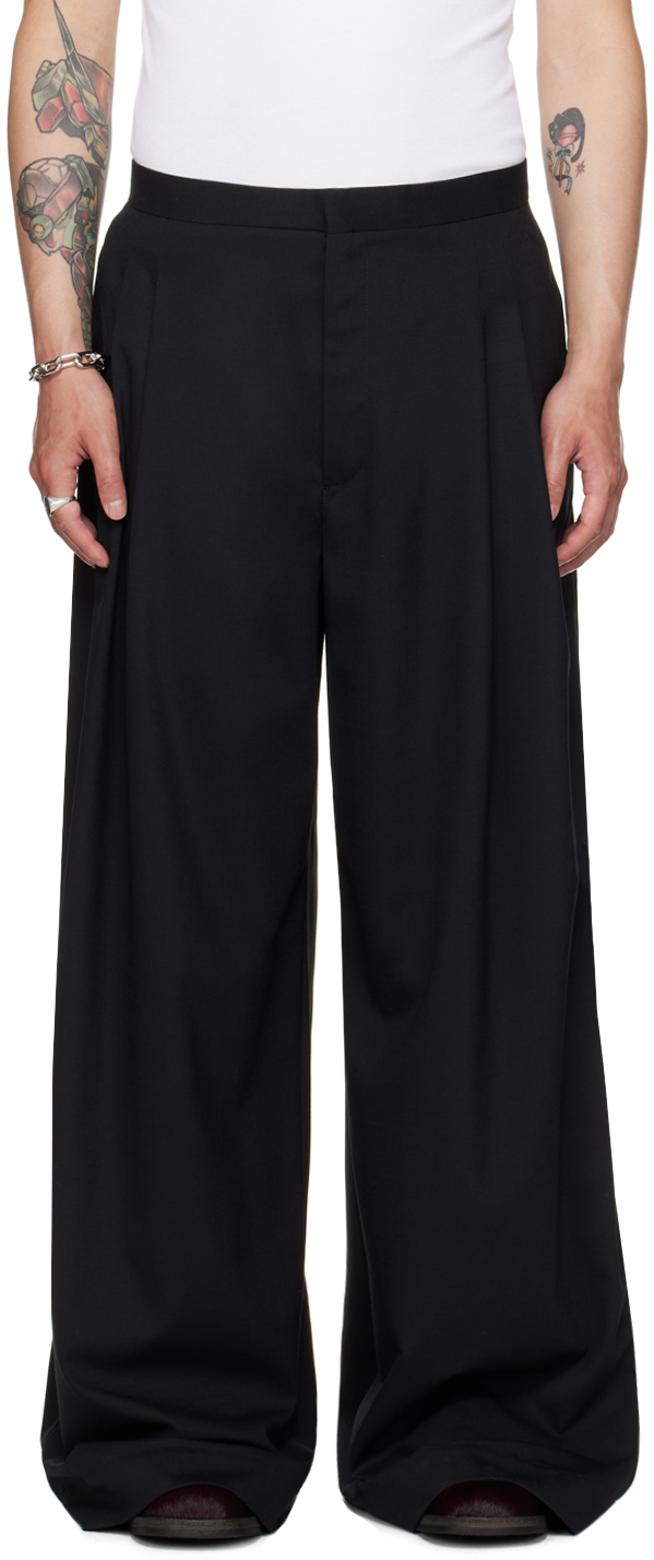 Shop Lu'u Dan Black Clot Edition Wide Leg Tailored Trousers