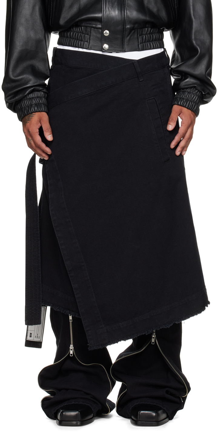 Shop Lu'u Dan Black Apron Denim Skirt