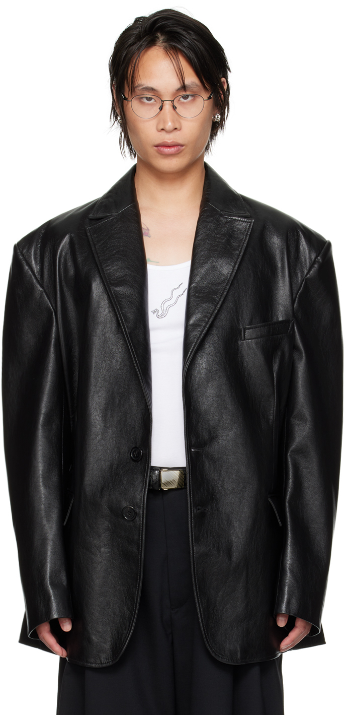 Black CLOT Edition Oversized Tailored Faux-Leather Blazer