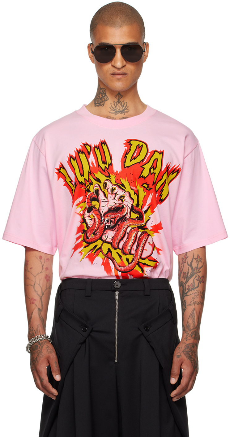 Shop Lu'u Dan Pink Graphic T-shirt In Baby Pink