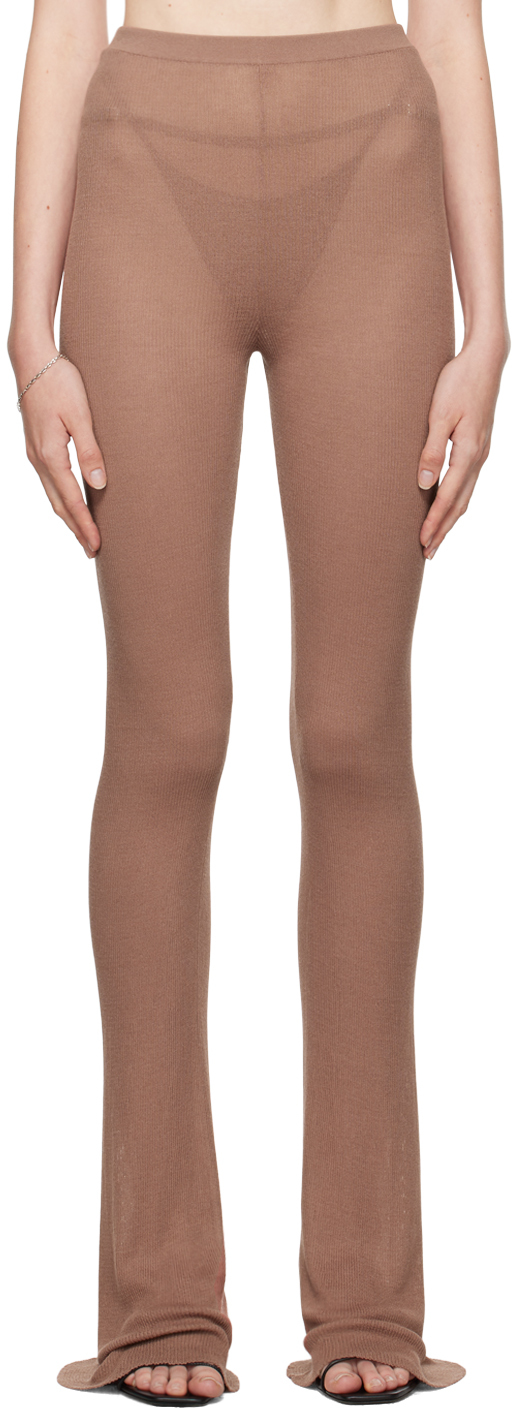 Shop Nensi Dojaka Tan Calvin Klein Edition Sheer Knit Lounge Pants In Gb8 Cognac