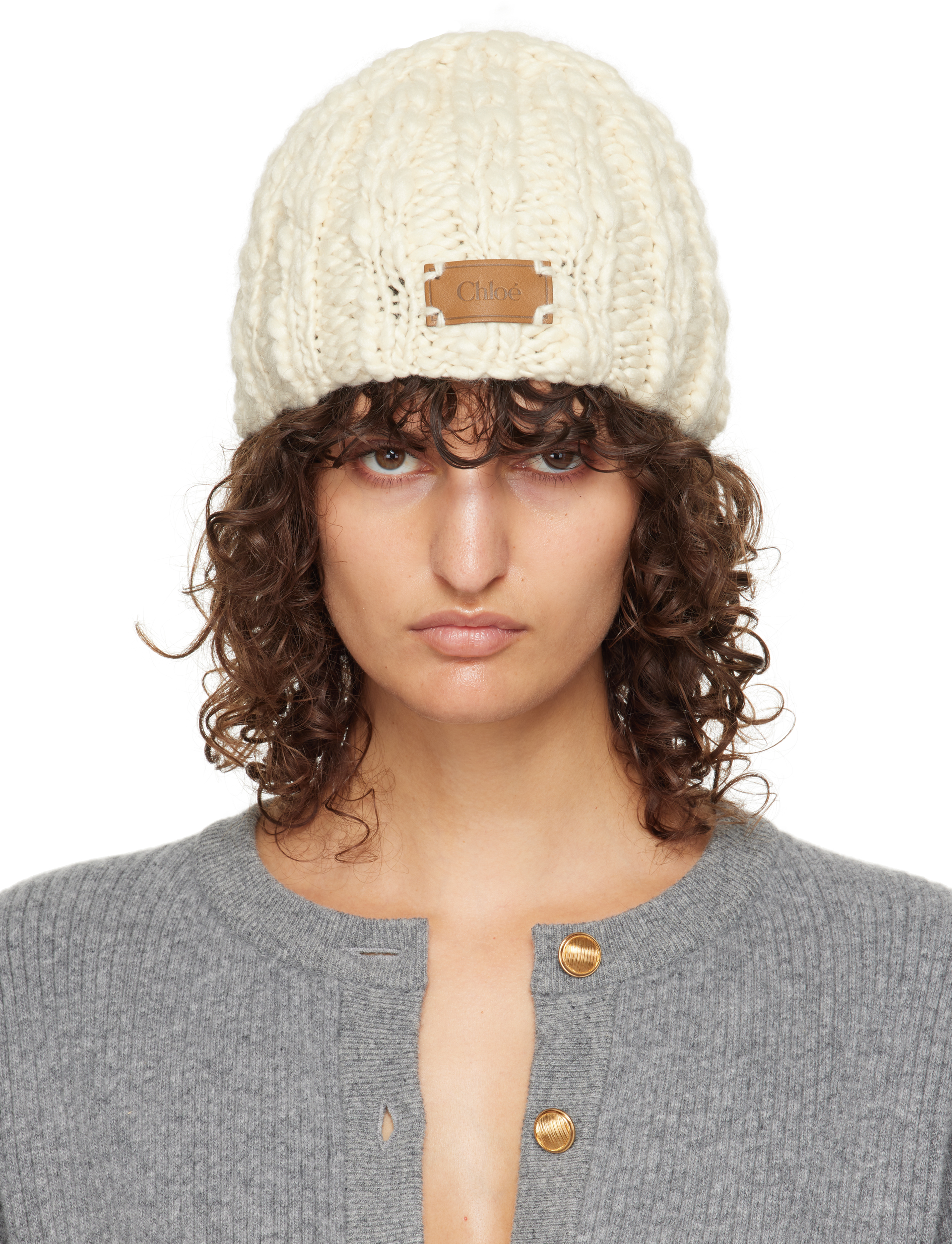 Chloé Off-White Extra Fine Wool & Silk Beanie