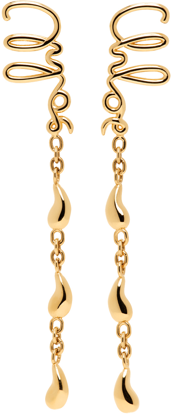 Shop Chloé ゴールド The  Iconic Dangling ピアス In 9dc Vintage Gold