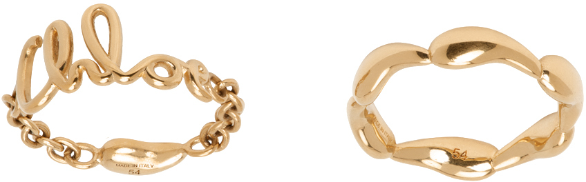 Shop Chloé Gold 'the  Iconic' Ring Set In 9dc Vintage Gold