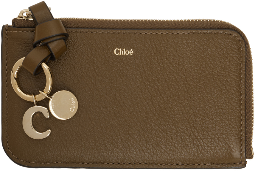 Shop Chloé カーキ Alphabet カードケース In 20v Dark Khaki