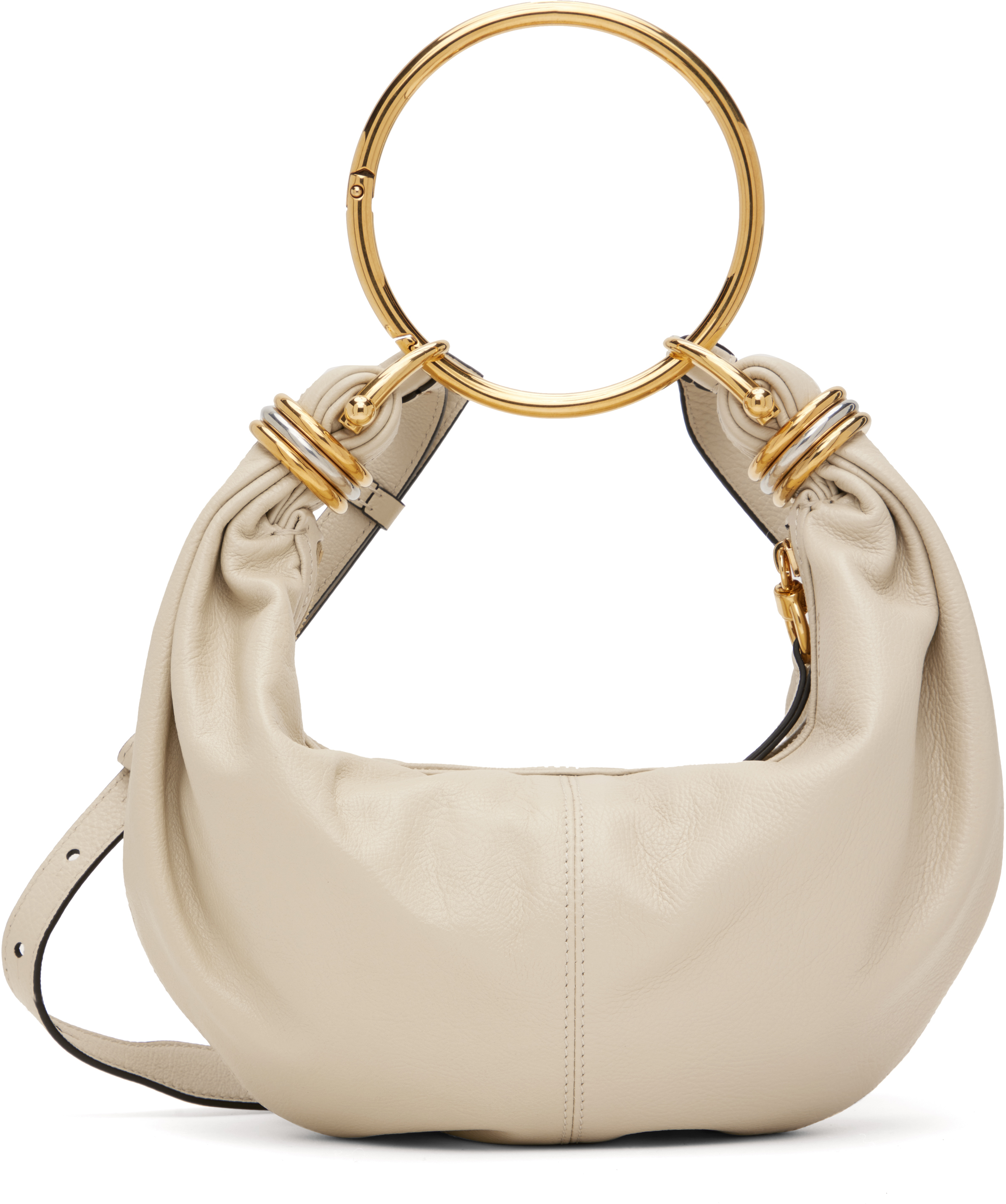 Shop Chloé Off-white Small Bracelet Bag In 23n Vegetal Beige