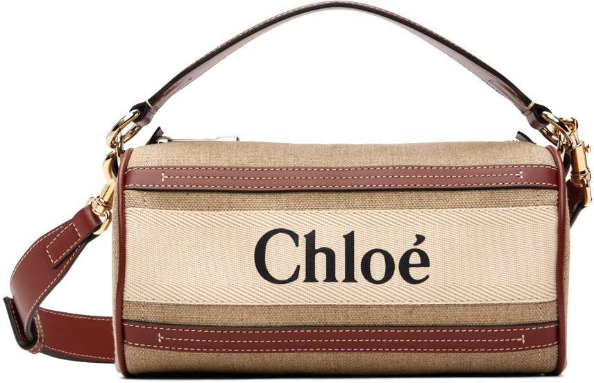 Chloé Beige & Brown Woody Tube Shoulder Bag