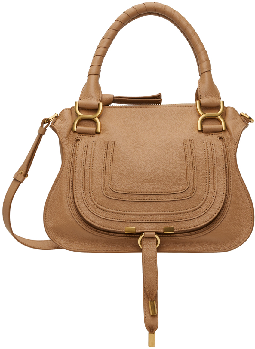 Shop Chloé Tan Small Marcie Bag In 26x Light Tan