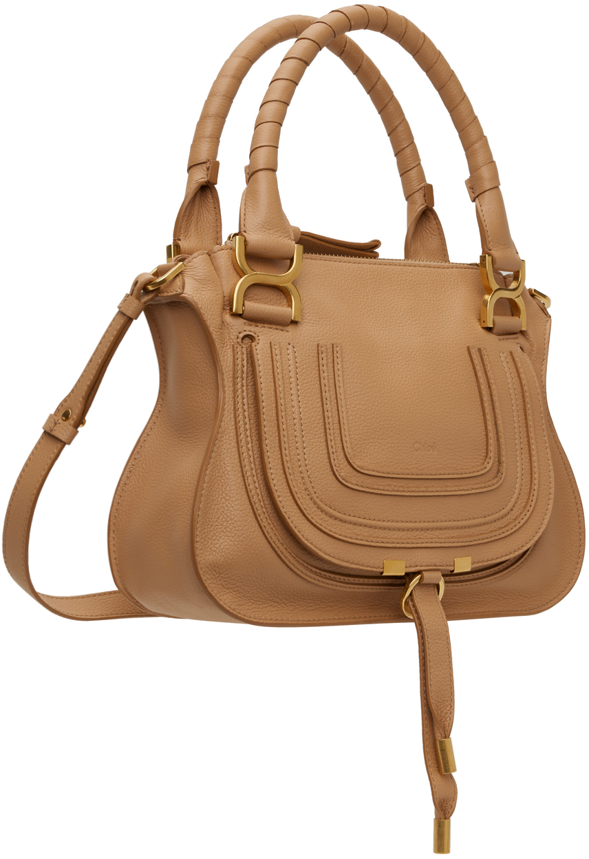Shop Chloé Tan Small Marcie Bag In 26x Light Tan