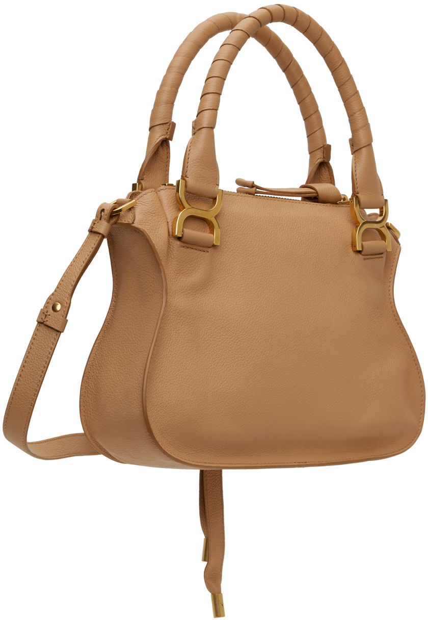 Shop Chloé Tan Small Marcie Bag In 26x Light Tan