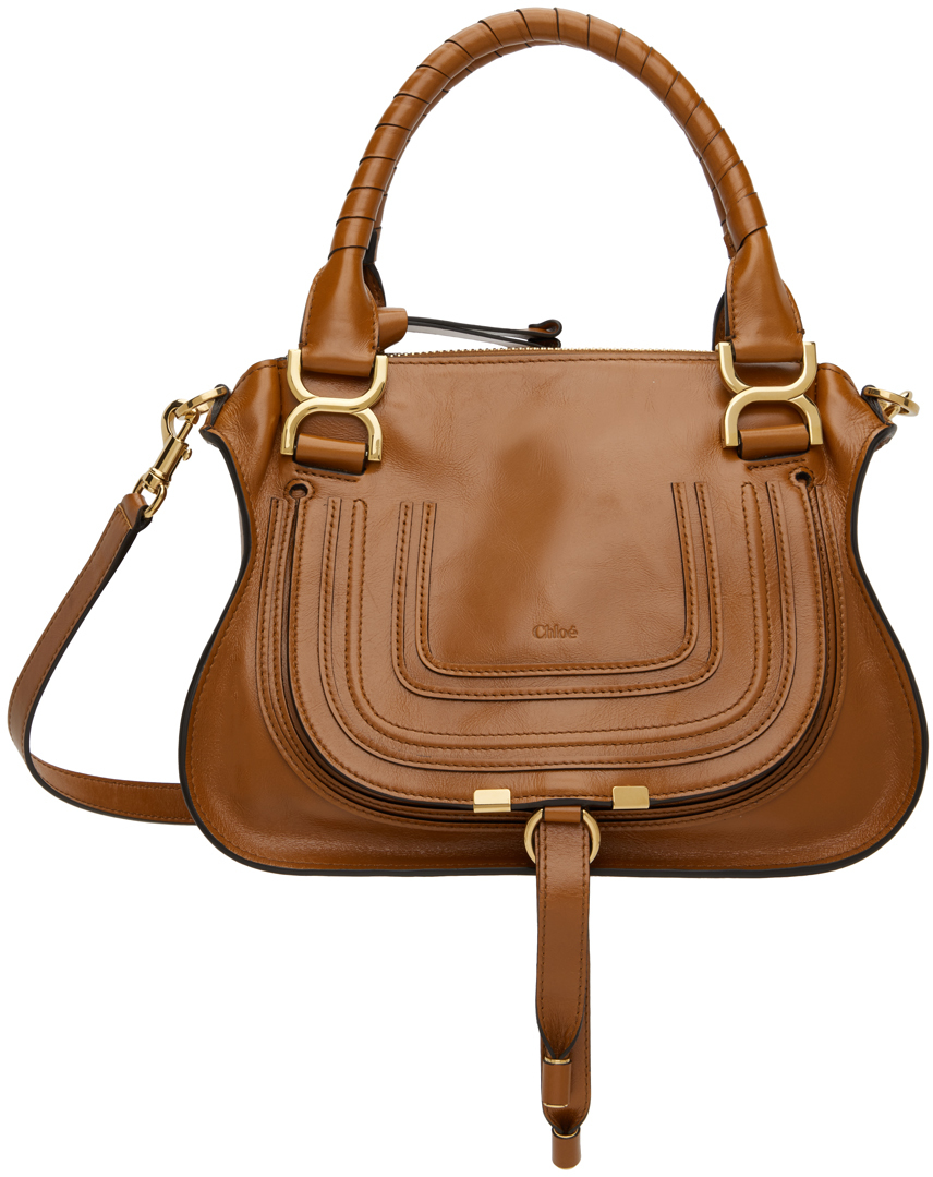 Shop Chloé Tan Small Marcie Bag In 26m Clay Brown
