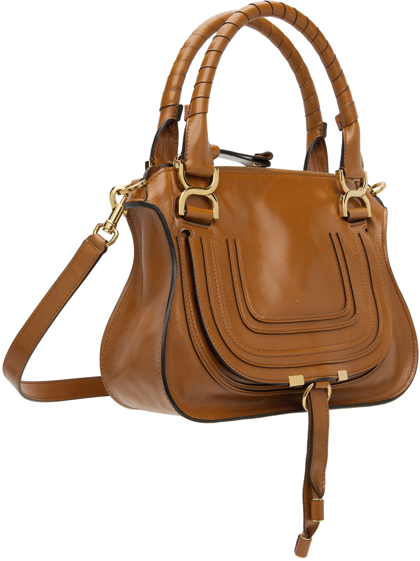 Shop Chloé Tan Small Marcie Bag In 26m Clay Brown