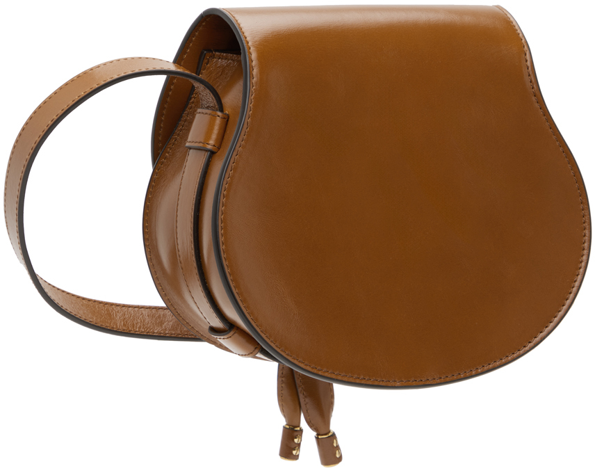 Chloé Tan Small Shiny Marcie Saddle Bag In 26m Clay Brown
