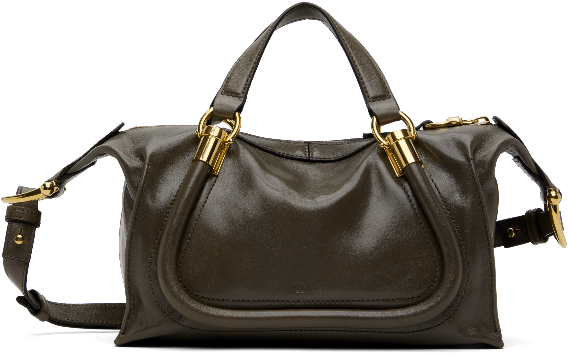 Chloé Taupe Small Paraty 24 Bag In 036 Flannel Grey