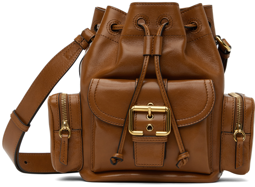 [Chloe] 新作 Camera Bucket Bag レディース Clay Brown Chloé Camera Bucket Bag in Shiny Leather in Clay brown
