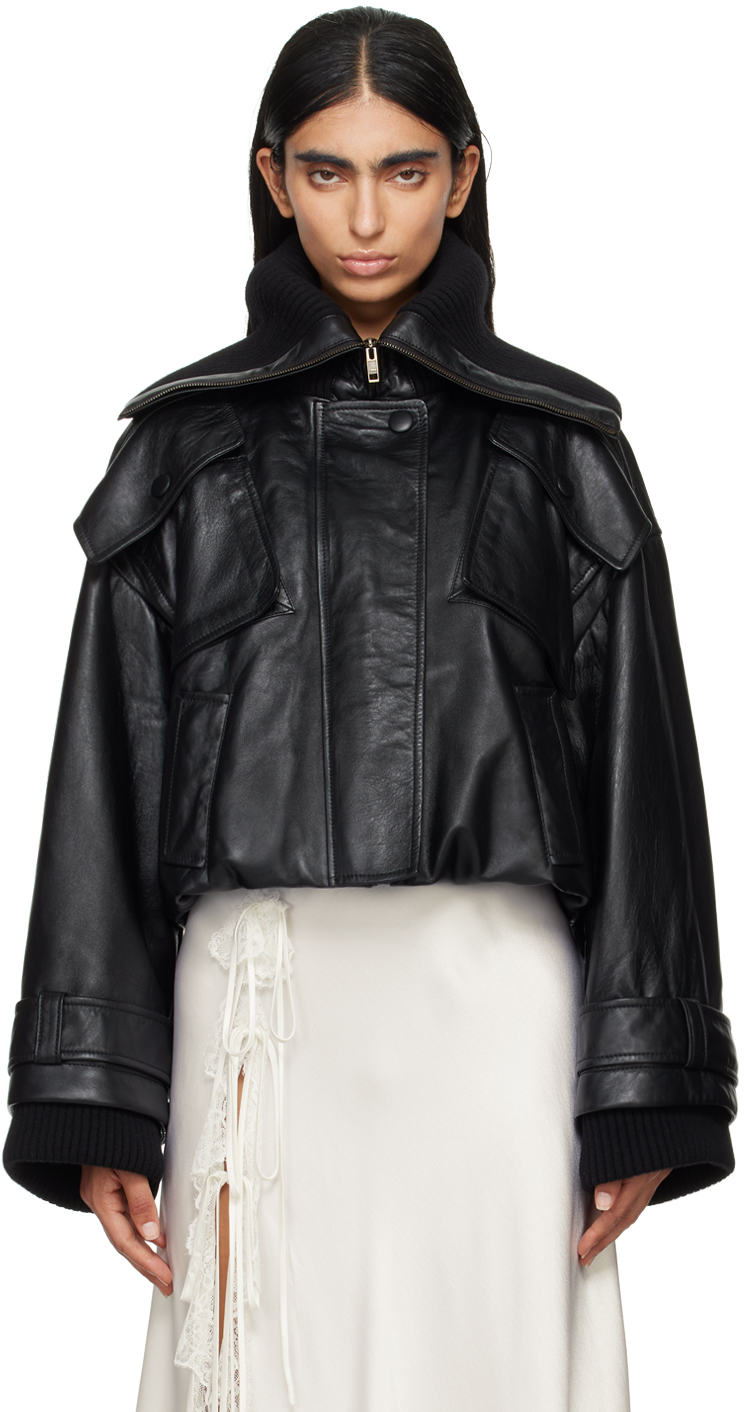 Chloé Black Cropped Leather Jacket