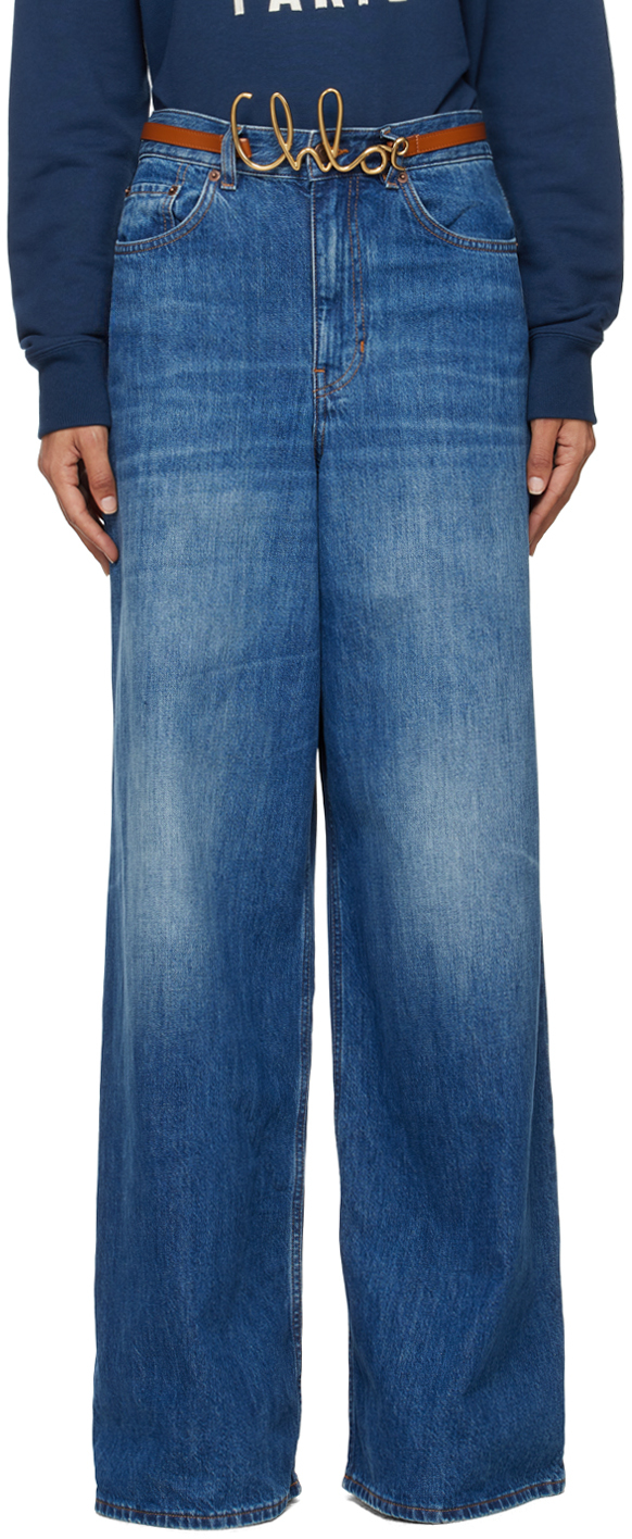Chloé: Blue Wide-Leg Jeans | SSENSE