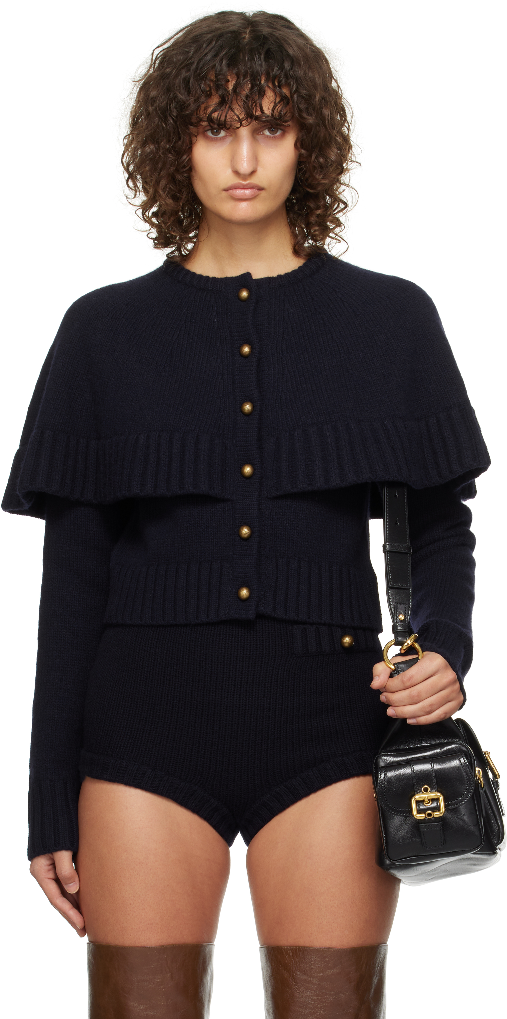 Shop Chloé Navy Cape Cardigan In 4c6 Classic Navy