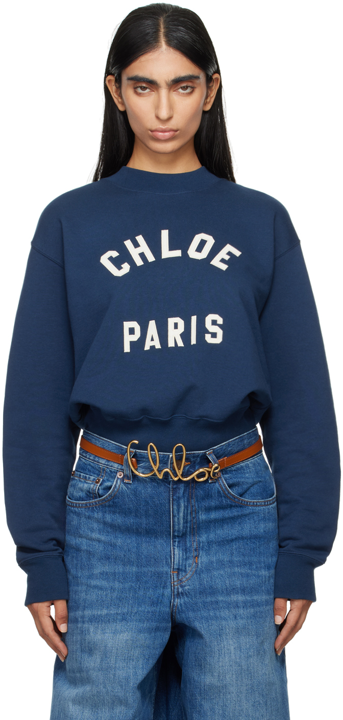 Chloé Navy Mock Neck Sweatshirt