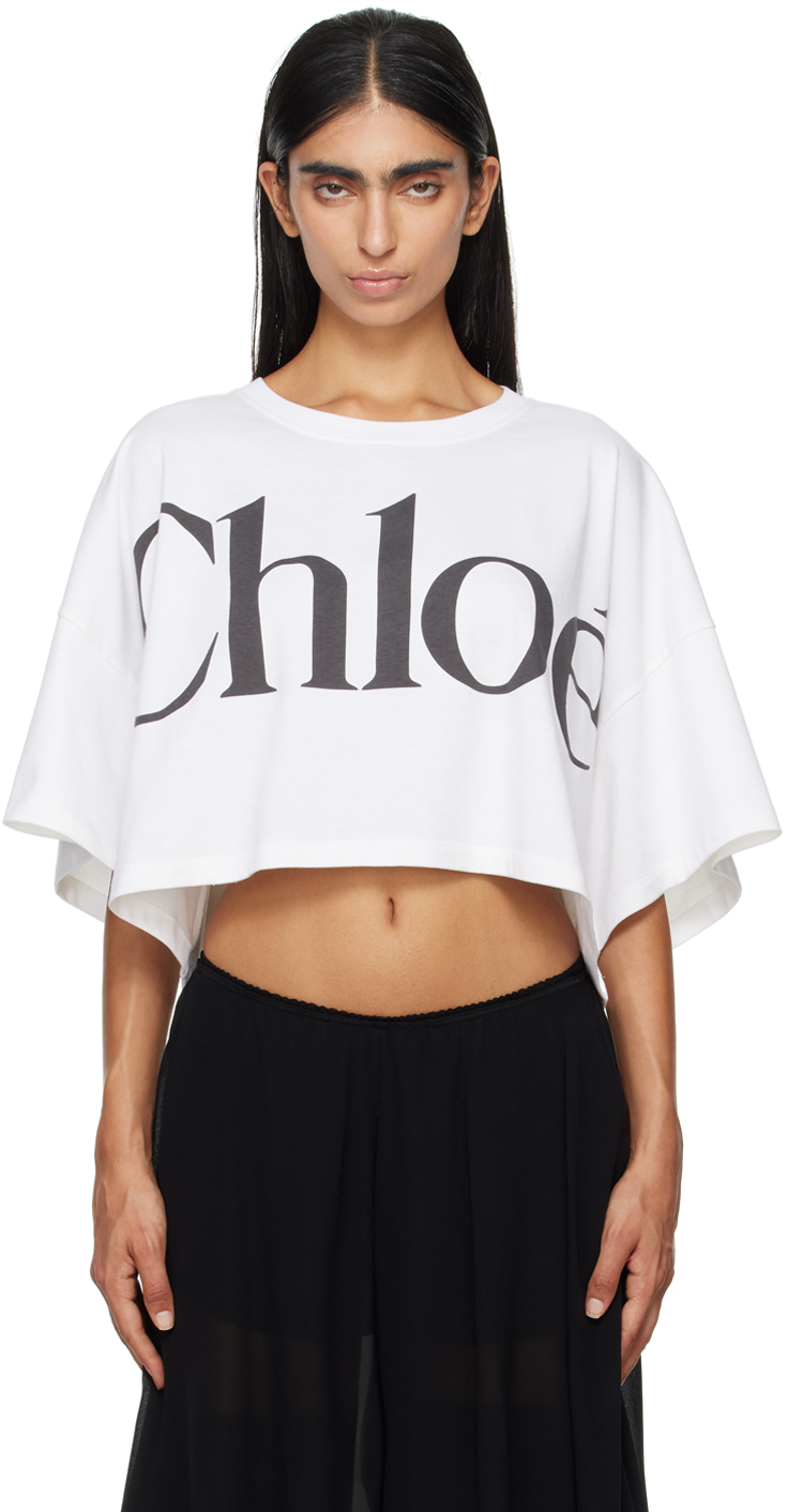 Chloé White Cropped Boxy T-Shirt