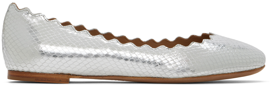 Chloé Silver Lauren Ballerina Flats