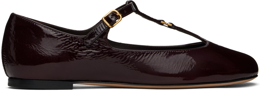 Shop Chloé Burgundy Marcie Ballerina Flats In 620 Plum Purple