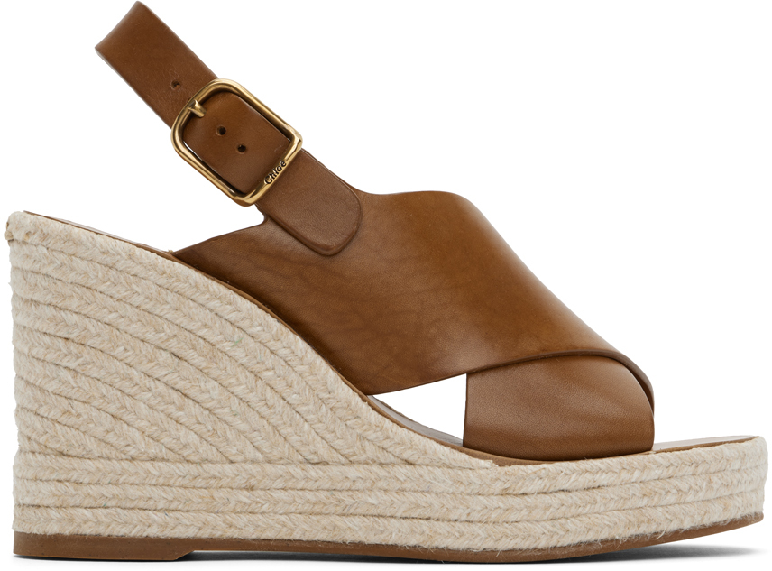 Chloé Brown Pary Wedge Espadrilles