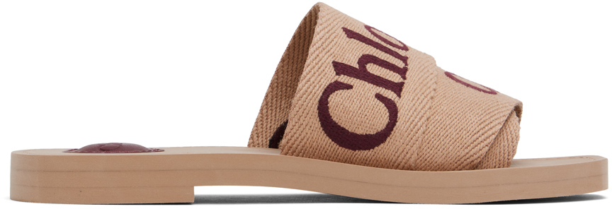 Shop Chloé Beige Woody Sandals In 6l6 Tan Rose