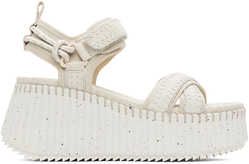 【関税込み】Chloe オフホワイト Nama ウェッジサンダル Chloe】オフホワイト Nama ウェッジサンダル