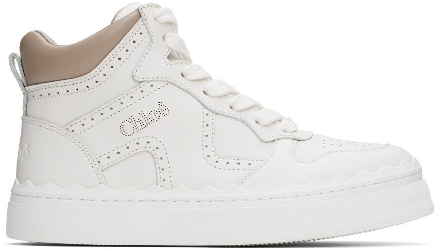 Shop Chloé White Lauren Sneakers In 6j4 Light Nude