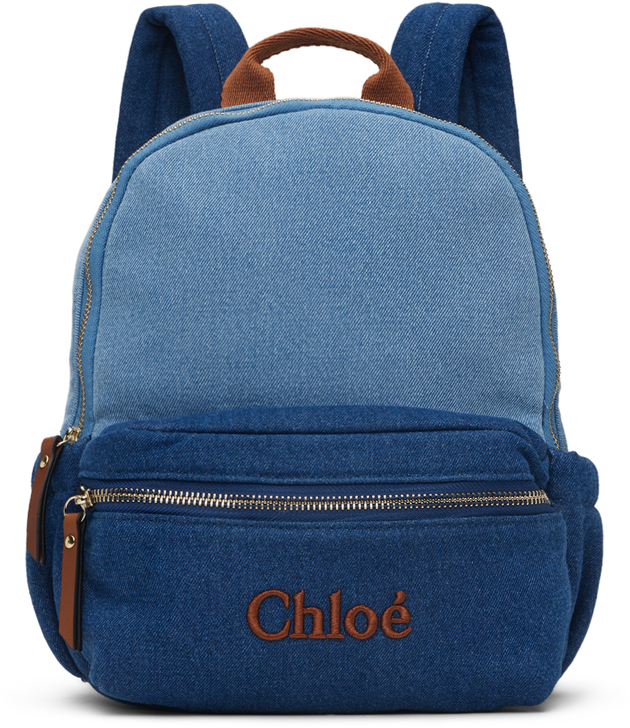 Blue denim backpack best sale