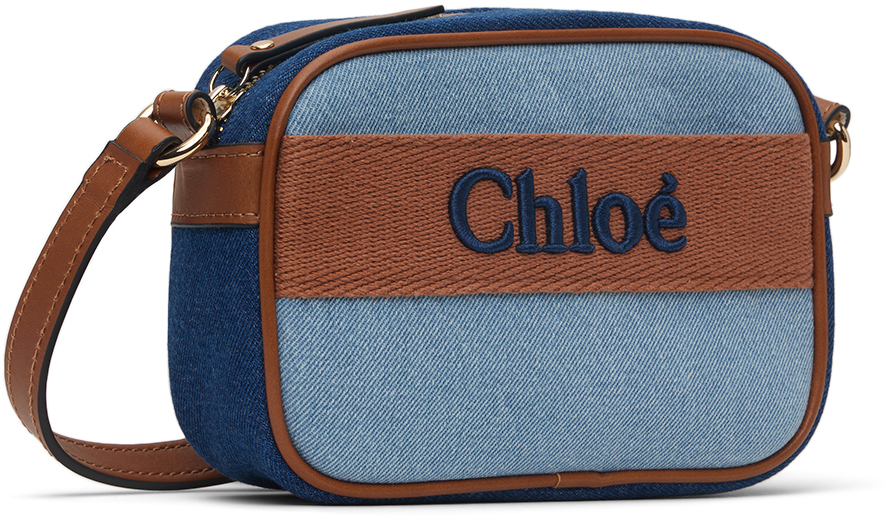 Chloé Kids Blue Embroidered Bag In Z10 Denim Blue